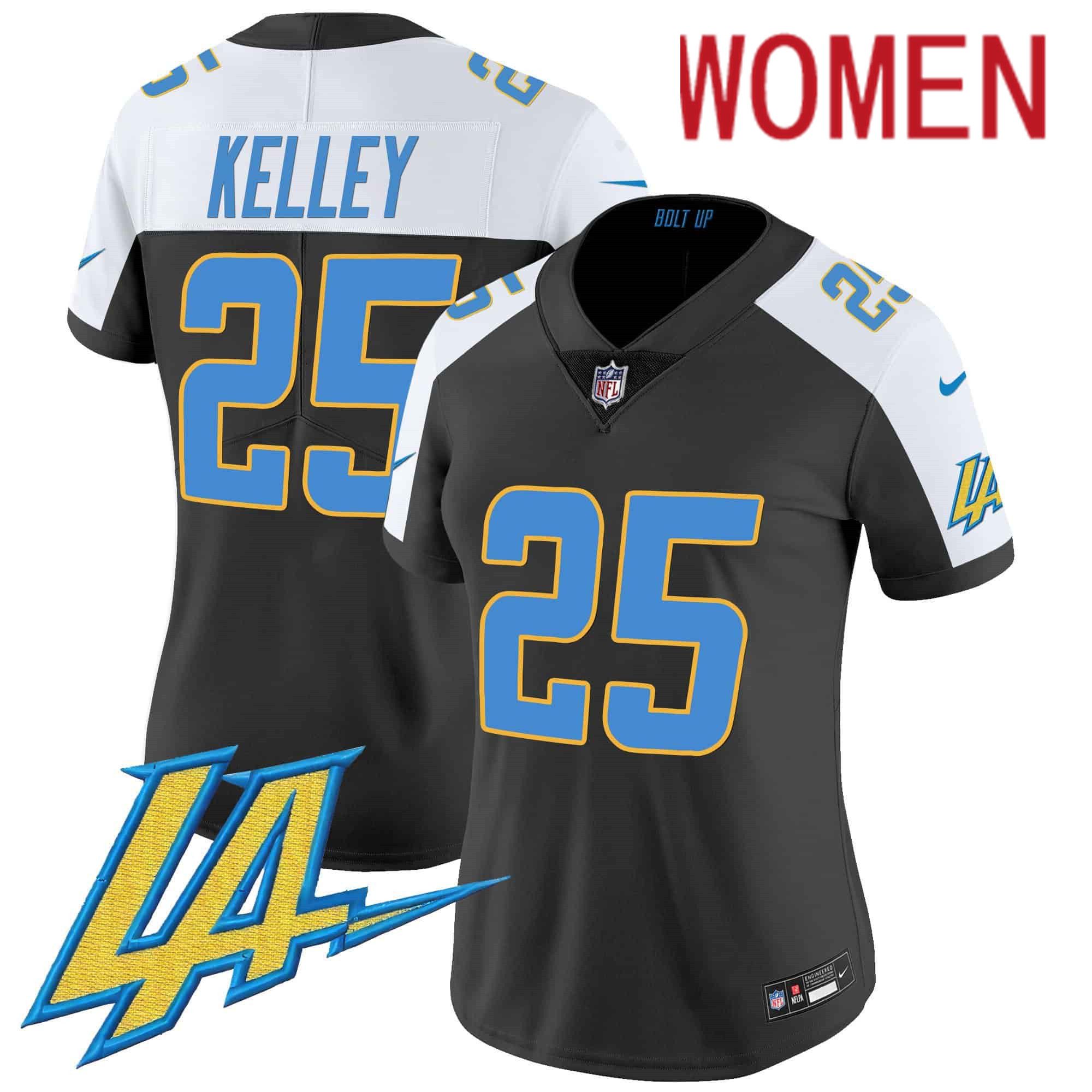 Women Los Angeles Chargers #25 Kelley Black 2024 Nike Vapor Limited NFL Jersey->women nfl jersey->Women Jersey